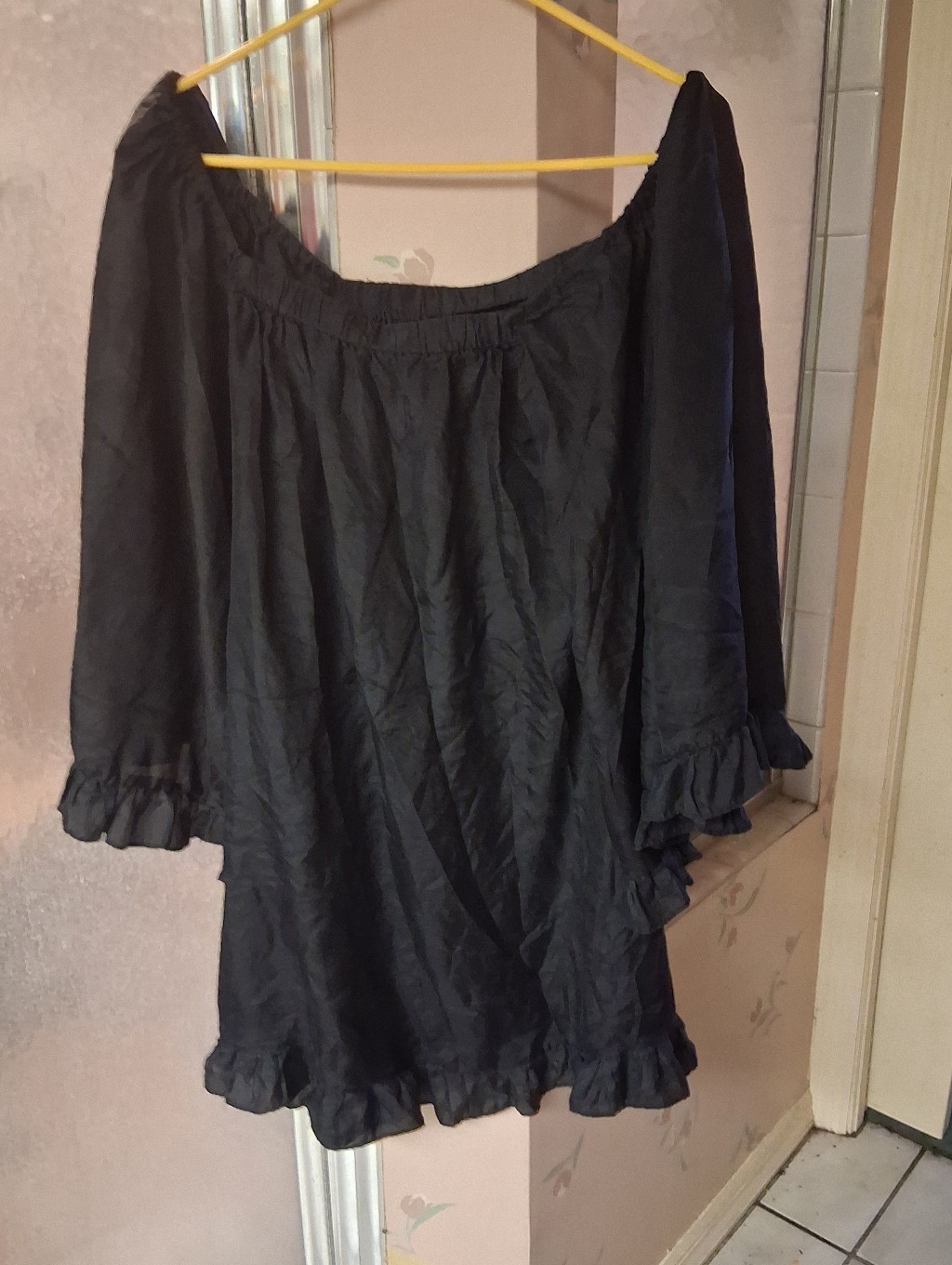 Daughters Of The Revolution Black Silk Off Shoulder Dress Tunic Size Small — image 6 of 8